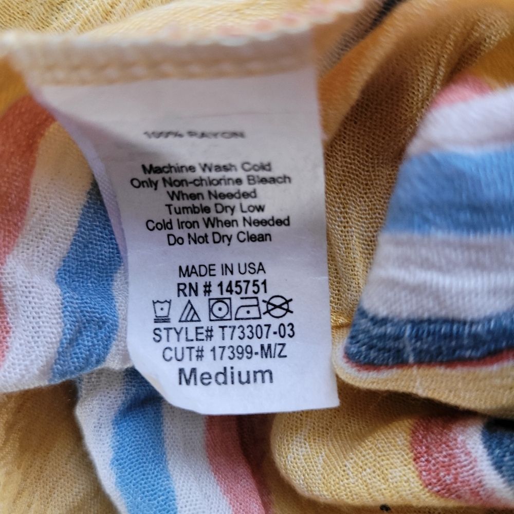 Peach Love California Striped Rayon Tie-Front Blouse - Made in USA - Size Medium - Picture 4 of 6